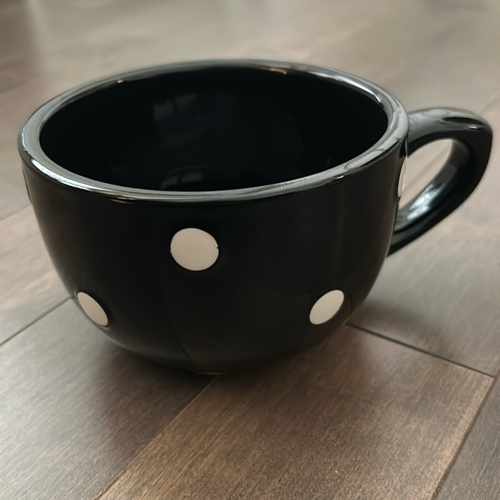 GRACE’S PANTRY Black & White Polka Dot Soup Mug, XL Mug Serveware Dish Cup
